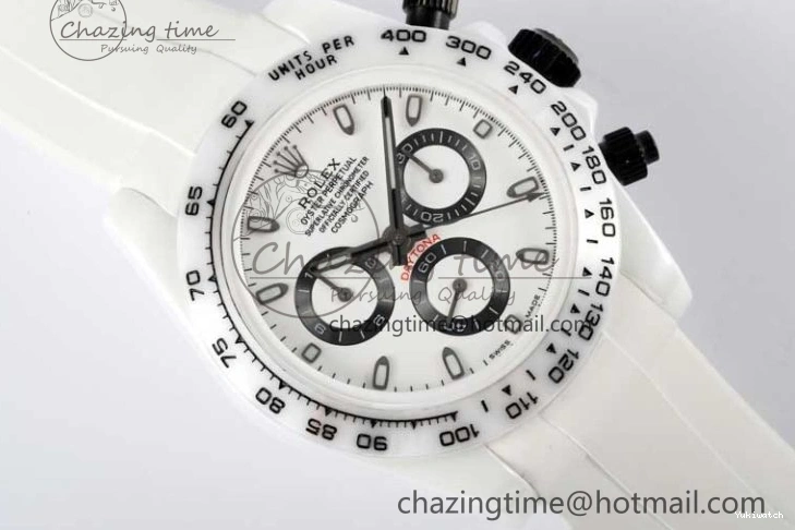 White Black Best on Dial Rubber 5GF Daytona White Ceramic A7750 Edition White Strap 1226